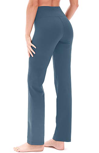 icyzone Damen Bootcut Yogahose Lange Sporthose Hohe Taille Flare Fitness Training Hosen (S, Blau) von icyzone