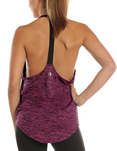 icyzone Damen Fitness Sport Tank Top Ärmelloses Sport Oberteil Yoga Gym Shirt (L, Red Bud) von icyzone