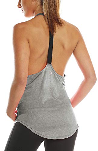 icyzone Damen Fitness Sport Tank Top Ärmelloses Sport Oberteil Yoga Gym Shirt (M, Grey) von icyzone