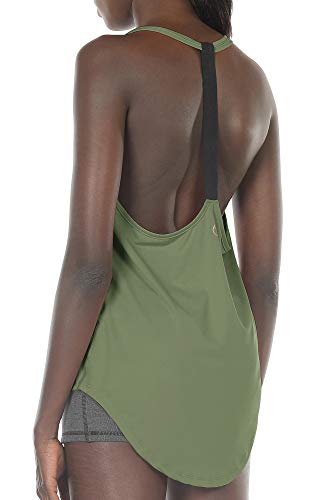 icyzone Damen Fitness Sport Tank Top Ärmelloses Sport Oberteil Yoga Gym Shirt (M, Olive) von icyzone