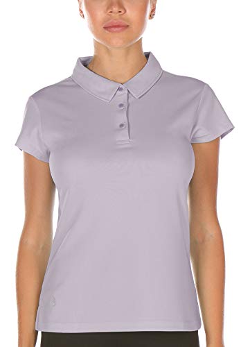 icyzone Damen Poloshirt Kurzarm Golf Polohemd Atmungsaktiv Sport Tennis T-Shirt (M, Blasses lila) von icyzone