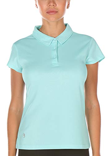 icyzone Damen Poloshirt Kurzarm Golf Polohemd Atmungsaktiv Sport Tennis T-Shirt (S, Aqua) von icyzone