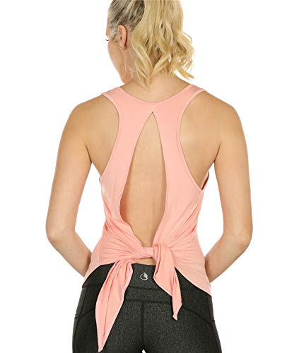 icyzone Damen Rückenfrei Yoga Tank Tops Ärmellos Sport Fitness Shirts (S, Pale Blush) von icyzone