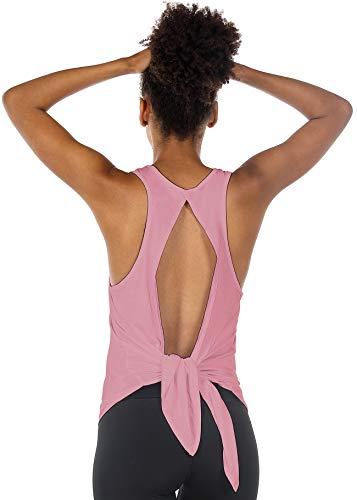 icyzone Damen Rückenfrei Yoga Tank Tops Ärmellos Sport Fitness Shirts (L, Pink) von icyzone