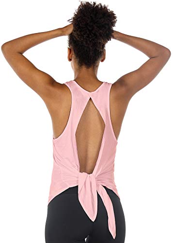 icyzone Damen Rückenfrei Yoga Tank Tops Ärmellos Sport Fitness Shirts (XL, Cameo Pink) von icyzone