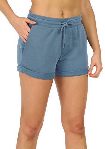 icyzone Damen Sport Kurze Hose Laufshorts Jogginghose Sommer Sportshorts Atmungsaktiv Running Gym Shorts (L, Dusty Blue) von icyzone