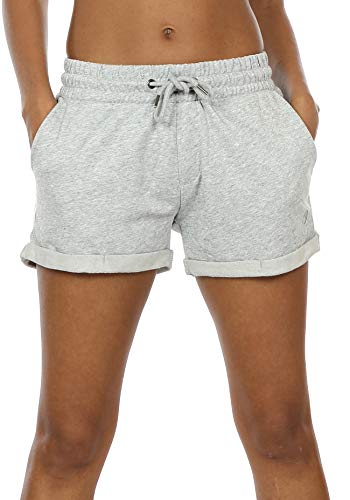 icyzone Damen Sport Kurze Hose Laufshorts Jogginghose Sommer Sportshorts Atmungsaktiv Running Gym Shorts (L, Light Gray) von icyzone