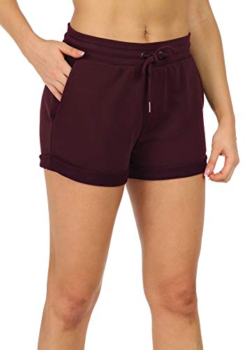 icyzone Damen Sport Kurze Hose Laufshorts Jogginghose Sommer Sportshorts Atmungsaktiv Running Gym Shorts (L, Wine) von icyzone