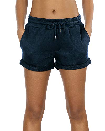 icyzone Damen Sport Kurze Hose Laufshorts Jogginghose Sommer Sportshorts Atmungsaktiv Running Gym Shorts (L, Navy) von icyzone