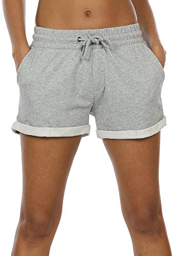 icyzone Damen Sport Kurze Hose Laufshorts Jogginghose Sommer Sportshorts Atmungsaktiv Running Gym Shorts (M, Athletic Grey) von icyzone