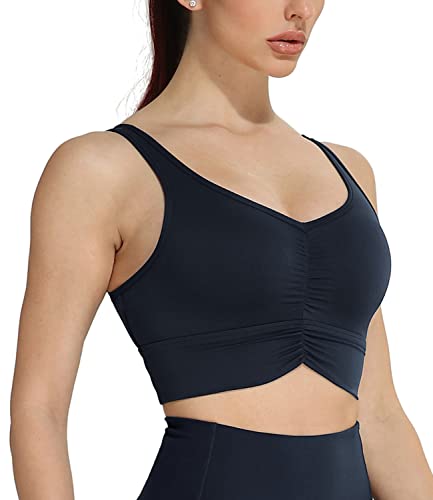 icyzone Damen Sport BH Gepolstert Fitness Yoga Bustier ohne Bügel Sport Bra Top (S, Black) von icyzone