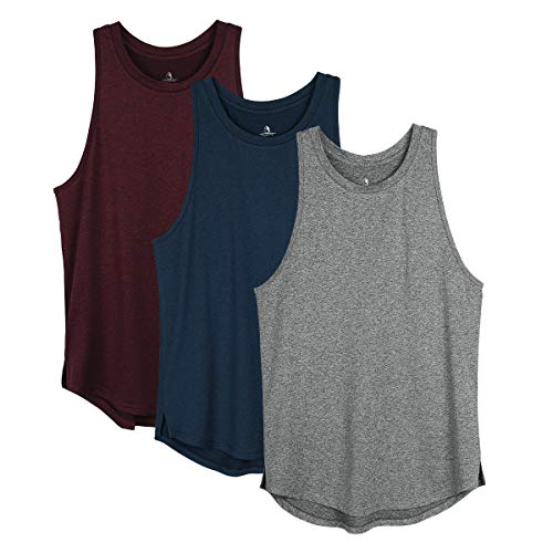 icyzone Damen Sport Fitness Tank Top Racerback 3er Pack, Yoga Running Shirt Gym Oberteile (L, Weinrot/Marineblau/Dunkelgrau) von icyzone