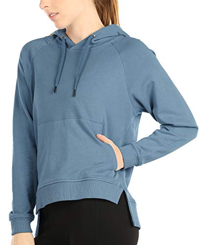 icyzone Damen Sport Hoodie Classic Kapuzenpullover Sweatshirt Langarm Oberteile Pullover (S, Blau) von icyzone