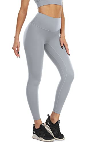 icyzone Damen Sport Leggings Blickdicht 7/8 Sporthose High Waist Yoga Hose Fitness Leggins (M, Grey) von icyzone