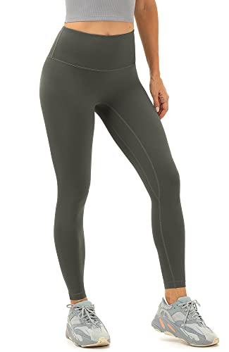 icyzone Damen Sport Leggings Blickdicht 7/8 Sporthose High Waist Yoga Hose Fitness Leggins (L, Graphite Grey) von icyzone