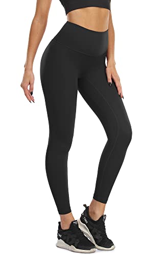 icyzone Damen Sport Leggings Blickdicht 7/8 Sporthose High Waist Yoga Hose Fitness Leggins (M, Black-A) von icyzone