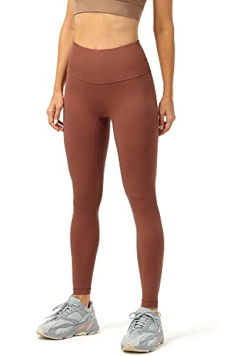 icyzone Damen Sport Leggings Blickdicht 7/8 Sporthose High Waist Yoga Hose Fitness Leggins (M, Copper Brown) von icyzone