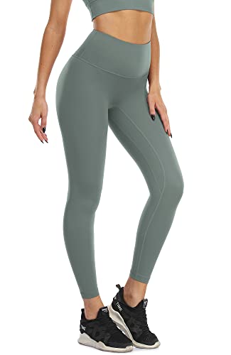 icyzone Damen Sport Leggings Blickdicht 7/8 Sporthose High Waist Yoga Hose Fitness Leggins (S, Blue Charcoal) von icyzone