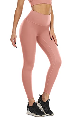 icyzone Damen Sport Leggings Blickdicht 7/8 Sporthose High Waist Yoga Hose Fitness Leggins (M, Light Pink) von icyzone