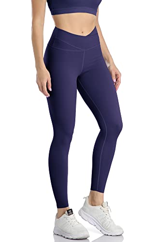 icyzone Damen Sport Leggings Hohe Taille Yoga Sport Hose, 7/8 Fitness Gym Leggins (L, Indigo) von icyzone