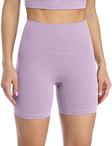 icyzone Damen Sport Shorts High Waist Kurze Sporthose Yogahose Kurze Leggings für Gym, Yoga, Fitness, Jogging (M, Orchid Purple) von icyzone