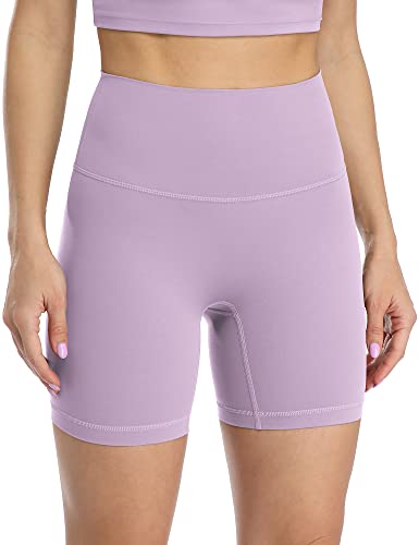 icyzone Damen Sport Shorts High Waist Kurze Sporthose Yogahose Kurze Leggings für Gym, Yoga, Fitness, Jogging (S, Orchid Purple) von icyzone