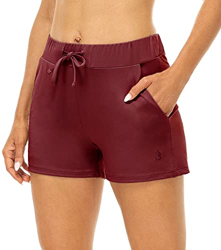 icyzone Damen Sport Shorts Kurze Sporthose Jogginghose Yoga Fitness Gym Shorts Sommer Laufshorts (L, Burgund) von icyzone