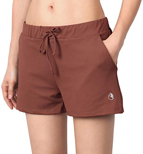 icyzone Damen Sport Shorts Kurze Sporthose Jogginghose Yoga Fitness Gym Shorts Sommer Laufshorts (L, Ziegelrot) von icyzone