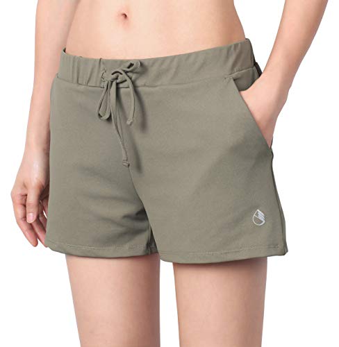 icyzone Damen Sport Shorts Kurze Sporthose Jogginghose Yoga Fitness Gym Shorts Sommer Laufshorts (S, Olivgrün) von icyzone