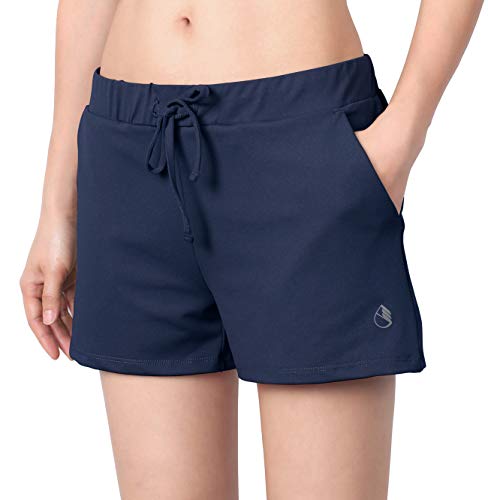 icyzone Damen Sport Shorts Kurze Sporthose Jogginghose Yoga Fitness Gym Shorts Sommer Laufshorts (XL, Navy blau) von icyzone