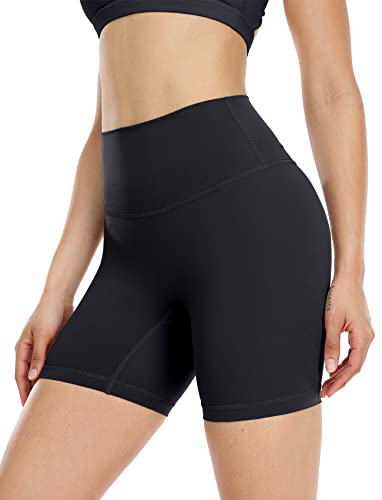 icyzone Damen Sport Shorts Kurze Sporthose Fitness Tights Hohe Taille Kurz Yoga Leggings (L, Black-A) von icyzone