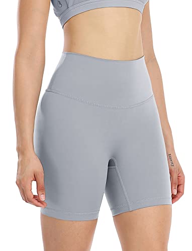 icyzone Damen Sport Shorts Kurze Sporthose Fitness Tights Hohe Taille Kurz Yoga Leggings (M, Grey) von icyzone