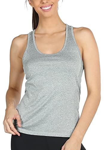 icyzone Damen Sport Top Fitness Yoga Shirt Ringerrücken atmungsaktives Sportoberteile Laufen Gym Tank Top (XL, Granite) von icyzone