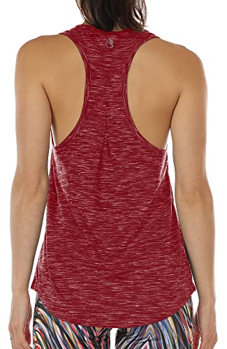 icyzone Damen Sport Top Racerback Yoga Shirt Atmungsaktive Fitness Gym Tank Top (L, Wine) von icyzone