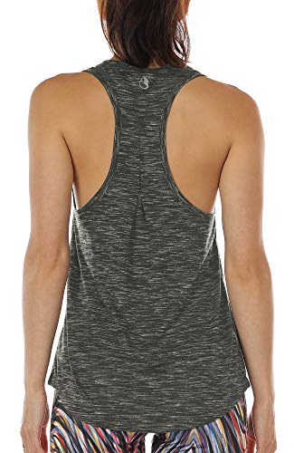 icyzone Damen Sport Top Racerback Yoga Shirt Atmungsaktive Fitness Gym Tank Top (M, Charcoal) von icyzone