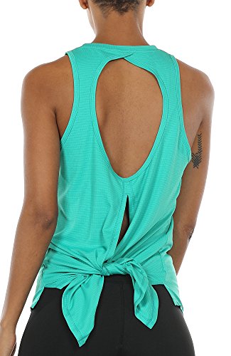 icyzone Damen Sport Top Yoga Fitness Shirt Rückenfrei Oberteil Atmungsaktive Laufshirt (M, Florida Keys) von icyzone