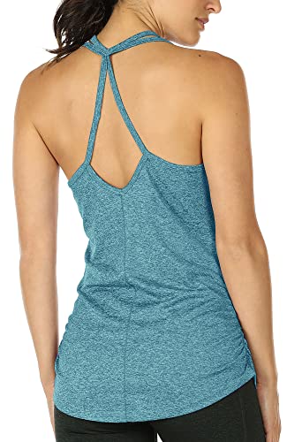 icyzone Damen Sport Yoga Tank Top - Fitness Gym Ärmelloses Shirt Trainings Top (L, Baltic) von icyzone