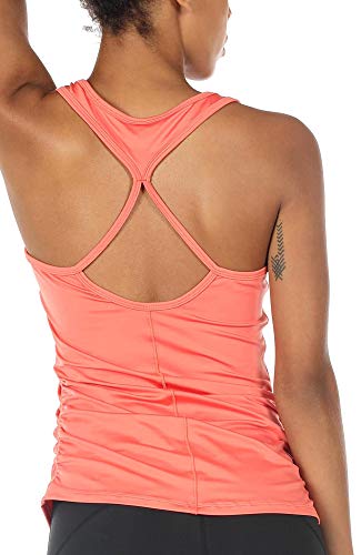 icyzone Damen Sport Yoga Tank Top - Fitness Gym Ärmelloses Shirt Trainings Top (M, Fusion Coral) von icyzone