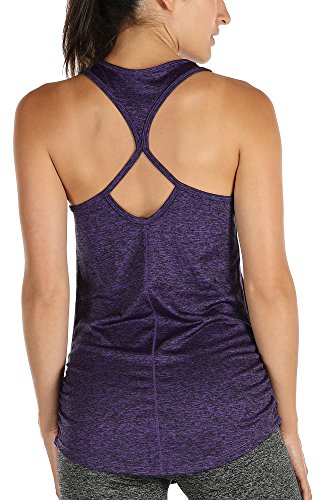 icyzone Damen Sport Yoga Tank Top - Fitness Gym Ärmelloses Shirt Trainings Top (XL, Purple) von icyzone