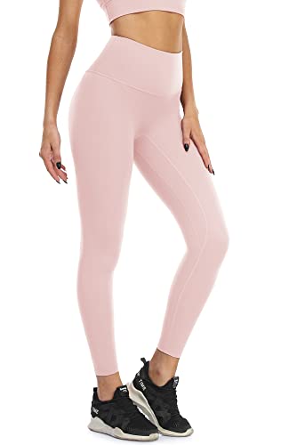 icyzone Damen Sports Leggings 7/8 Sporthose Naked Feeling Yoga Hose Hohe Taille Blickdicht Fitness Gym Leggins (M, Rose Pink) von icyzone