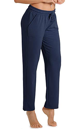 icyzone Damen Jogginghose Sweathose Lang Sporthose Freizeithose geradem Bein Hose mit Tunnelzug (S, Navy) von icyzone