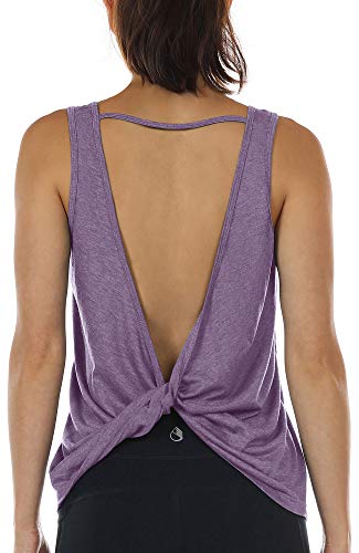 icyzone Damen Sport Tops Rückenfrei - Ärmellose Yoga Gym Oberteil Shirt Fitness Tank Top (M, Lavender) von icyzone