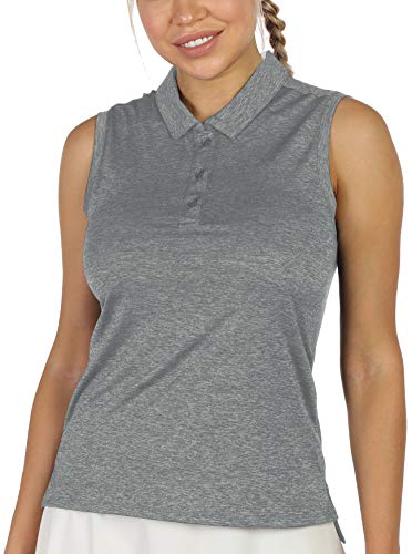 icyzone Damen Tennis Shirt Ärmellos Golf Poloshirt Fitness Sport Tank Top (M, Grau) von icyzone