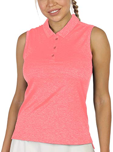 icyzone Damen Tennis Shirt Ärmellos Golf Poloshirt Fitness Sport Tank Top (XL, Hot Pink) von icyzone