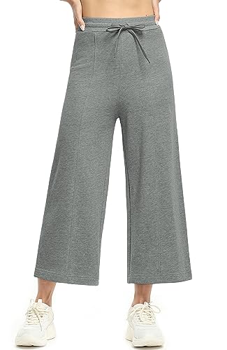 icyzone Damen Warme Gefütterte Jogginghose Thermo Fleece Cropped Sweathose Winter Verdickte Laufhose Freizeithose (Charcoal, L) von icyzone