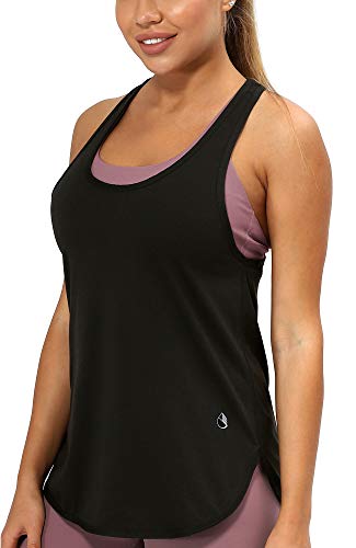 icyzone Yoga Sport Tank Top Damen Racerback Lauftop Fitness Running Shirt Oberteile (S, Black) von icyzone