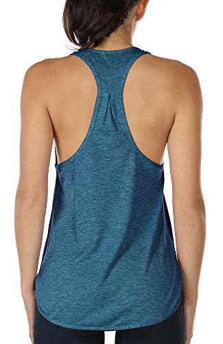 icyzone Yoga Sport Tank Top Damen Racerback Lauftop Fitness Running Shirt Oberteile (S, Denim) von icyzone