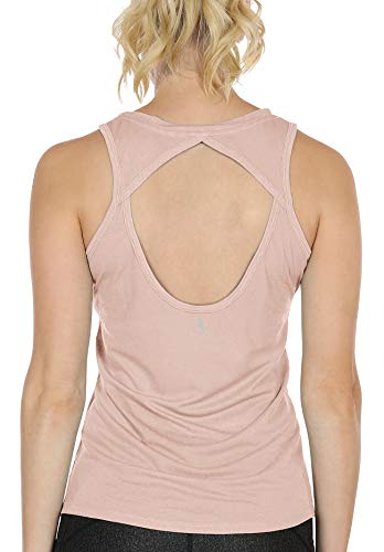 icyzone Damen Yoga Sport Tank Top - Rückenfrei Fitness Shirt Oberteil ärmellos Training Tops (S, Pale Blush von icyzone