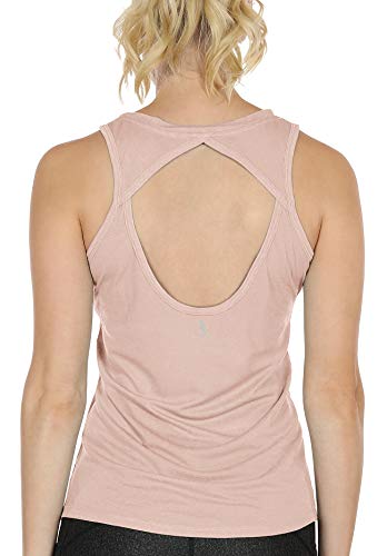 icyzone Damen Yoga Sport Tank Top - Rückenfrei Fitness Shirt Oberteil ärmellos Training Tops (M, Pale Blush von icyzone