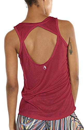 icyzone Damen Yoga Sport Tank Top - Rückenfrei Fitness Shirt Oberteil ärmellos Training Tops (M, Wine von icyzone